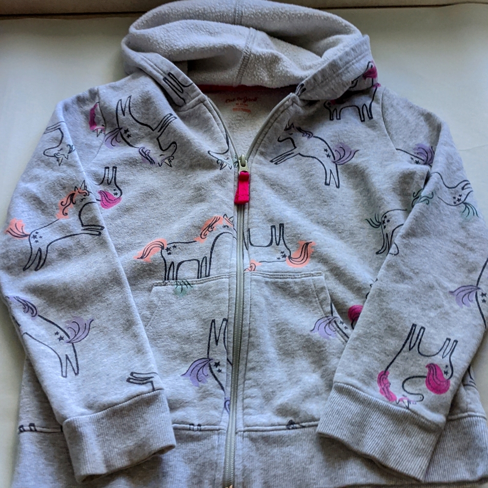 🦄7, Cat and Jack grey fleece hoodie
